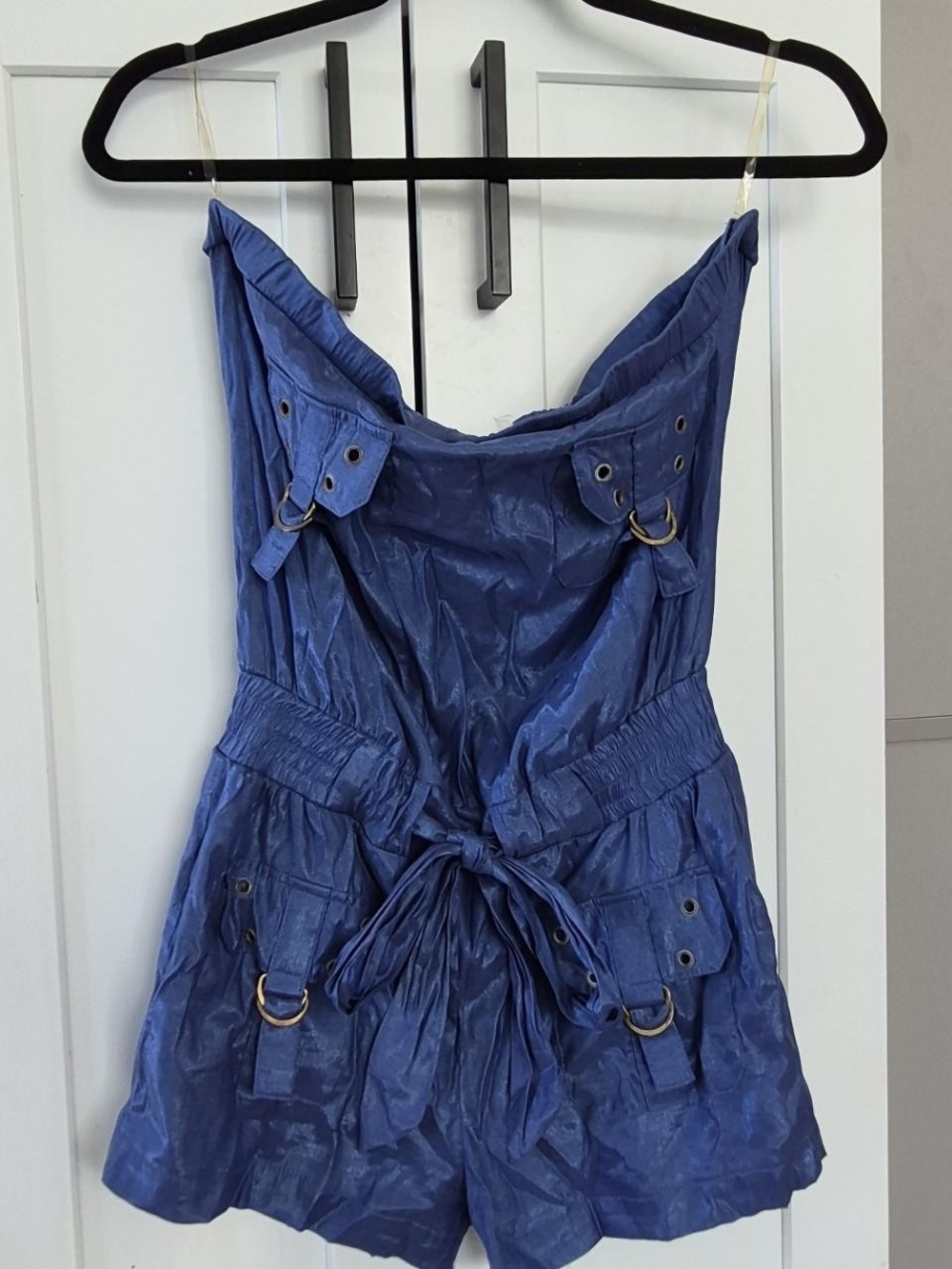 Blue Strapless Utility Romper